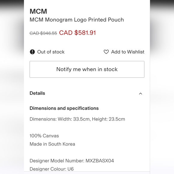 AUTHENTIC MCM POUCH - Picture 4 of 8